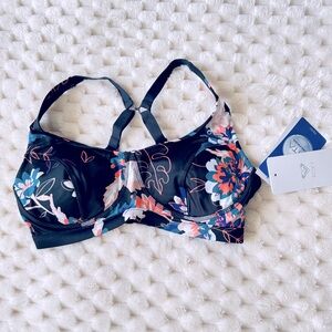 NEW Roxy Black Floral Bikini Top XS